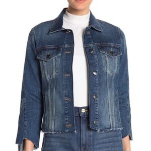 Frame Denim Raw Hem Jean Jacket Blue XS Trek